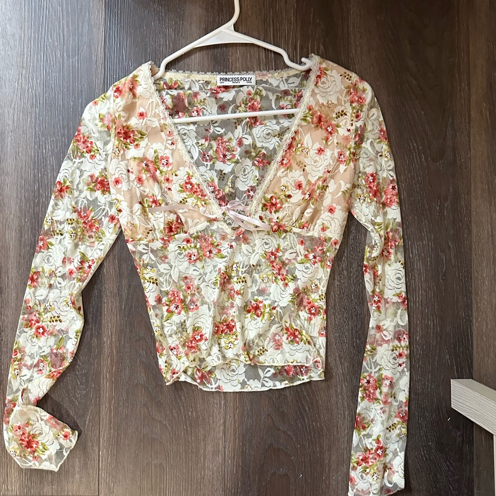 Princess Polly Long Sleeve Mesh Top Floral